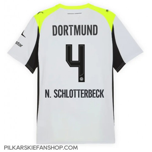 Koszulka piłkarska Borussia Dortmund Nico Schlotterbeck #4 Strój wyjazdowy 2025-26 tanio Krótki Rękaw Koszulka piłkarska Borussia Dortmund Nico Schlotterbeck #4 Strój wyjazdowy 2025-26 tanio Krótki Rękaw